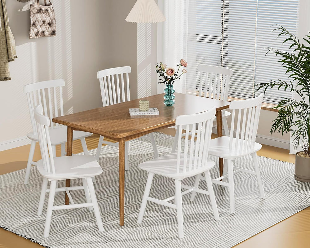 Dining Chairs Set of 4, Farmhouse Solid Wood Windsor Kitchen Chairs Set with ...