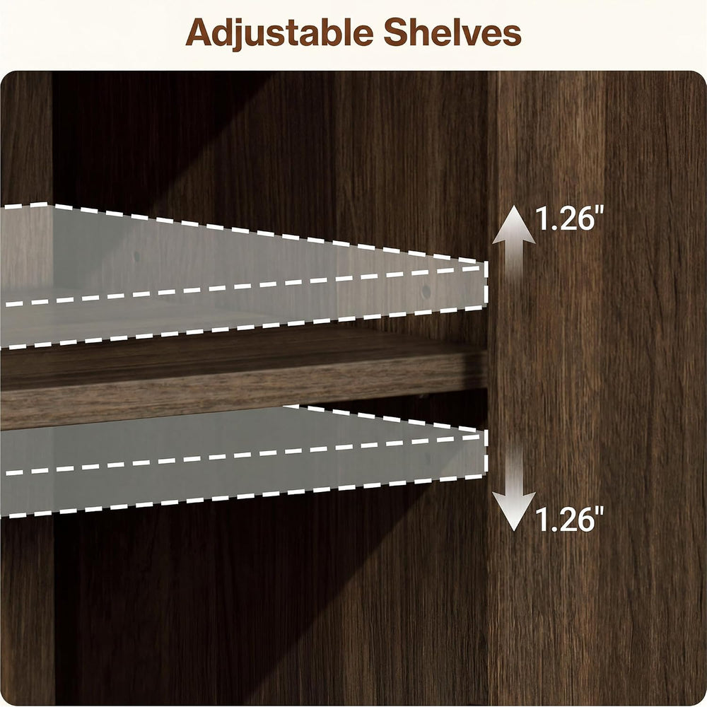 31" Small Fluted Sideboard Buffet Cabinet, Walnut.