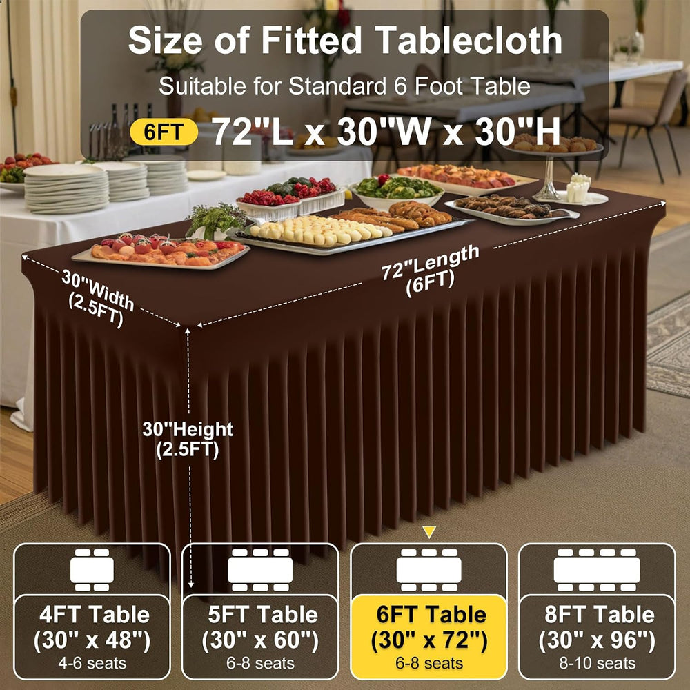 Smiry Spandex Elastic Fitted Table Cloth Skirt for 6FT Rectangle Table