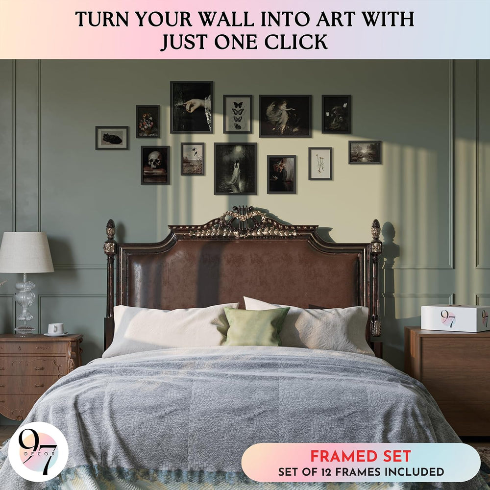 97 Decor Framed Gothic Wall Art, Dark Academia Decor, Black Frame Set