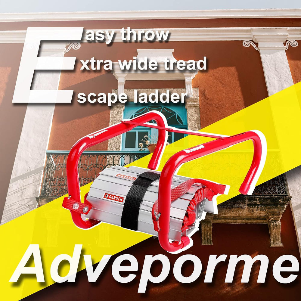 2 Story Fire Escape Ladder, Safety Ladder with Anti-Slip Rungs, Portable Emer...