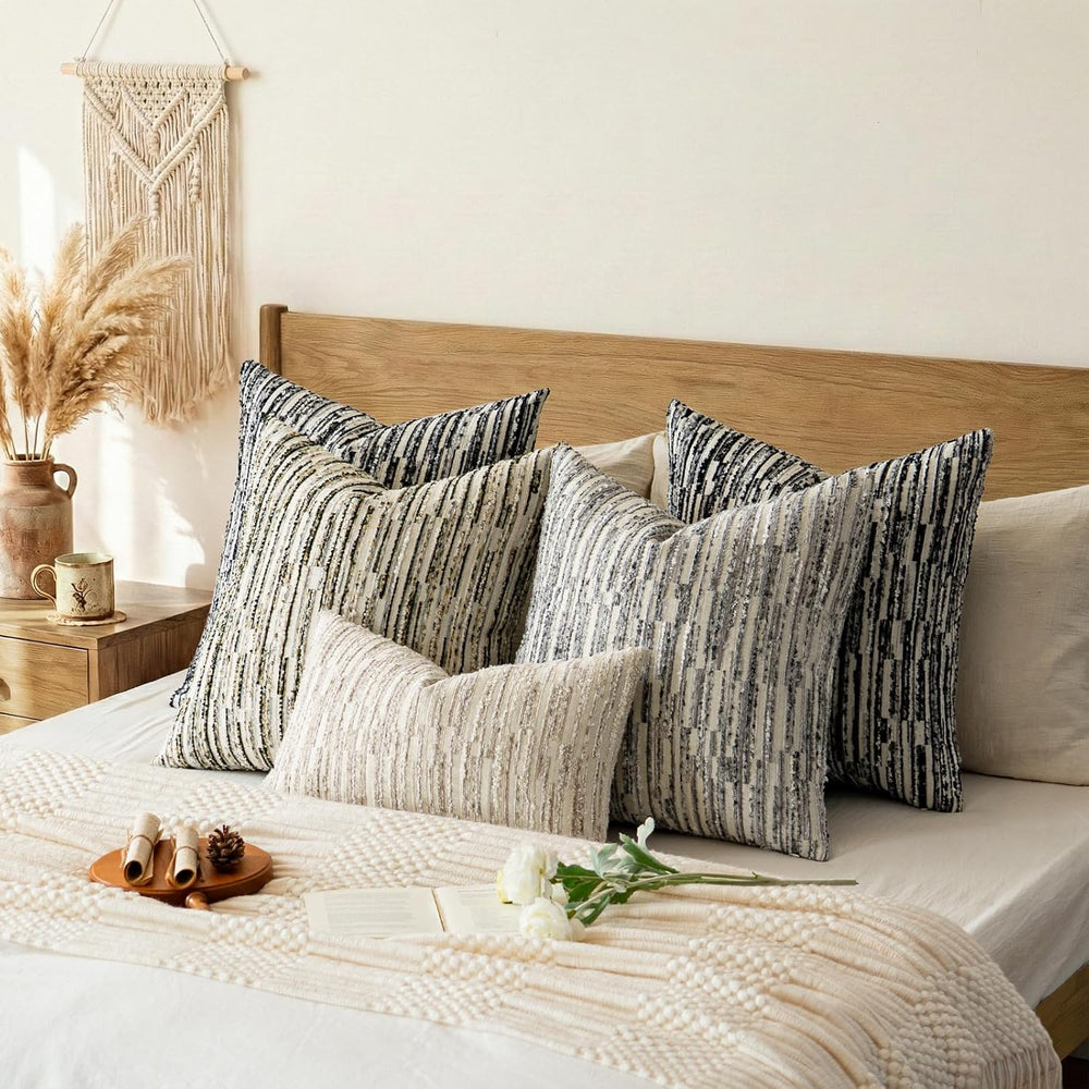 Boho Striped Decorative Throw Pillow Covers 26"X26" Set of 2,Moss G...