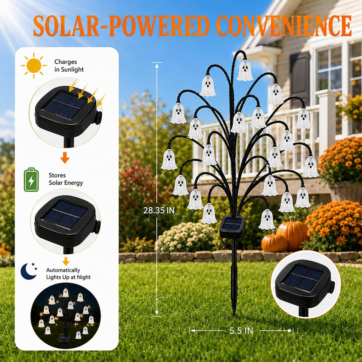 Outdoor Halloween Decorations, Solar Ghost Stake Lights for Yard