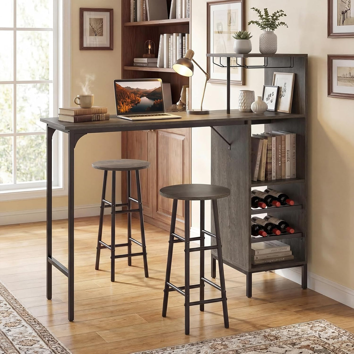 costway 3 pieces bar table and chair set, close-up detail