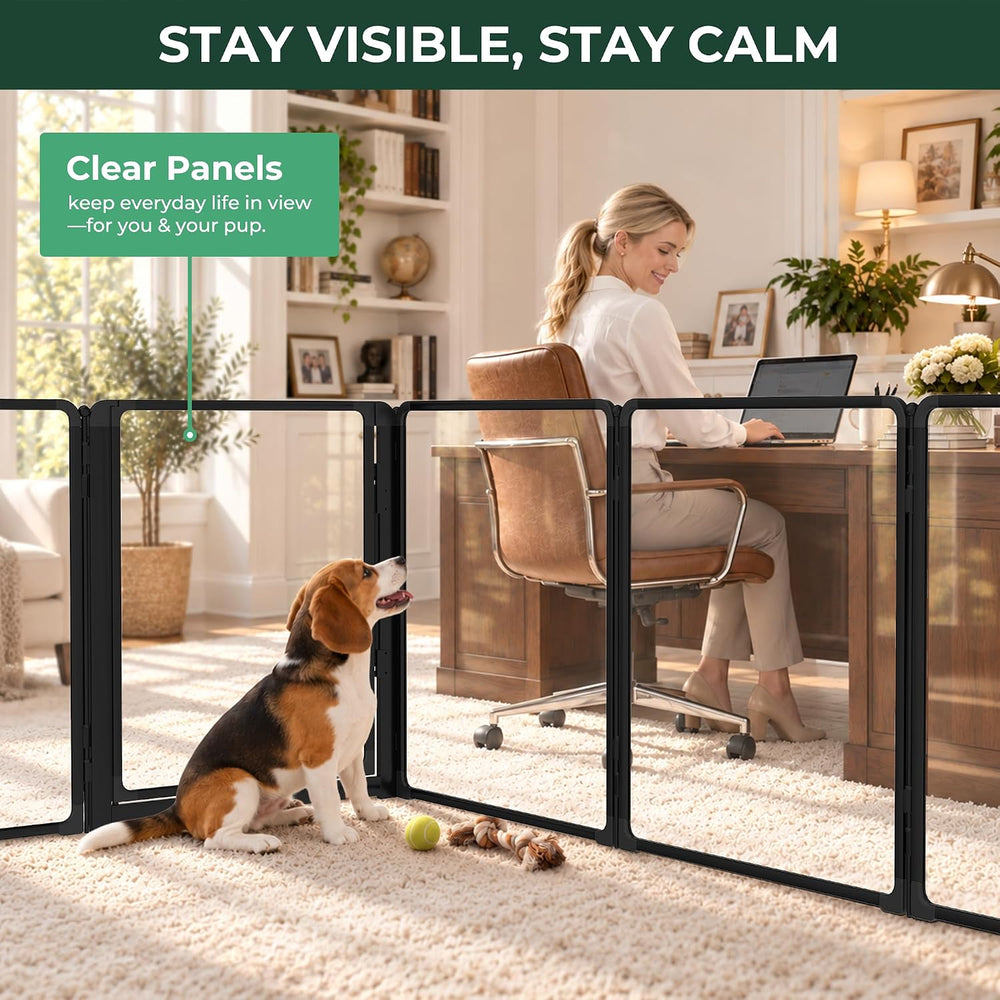 FXW AuraSpace Pro Clear Acrylic Indoor Dog Playpen, 32" H, 8 Panels