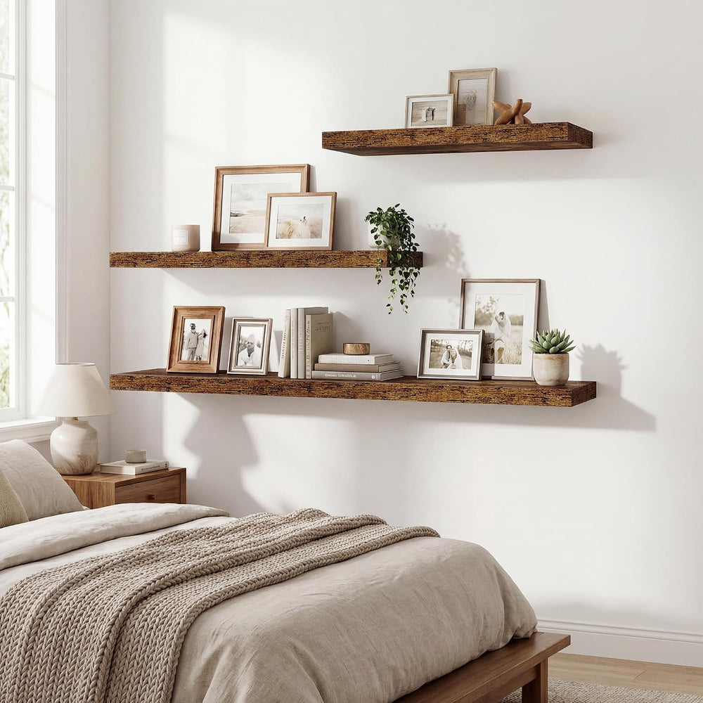 Floating Shelves for Wall,18 Inch Rustic Brown Wall Shelves Set of 2,9.3&quot...