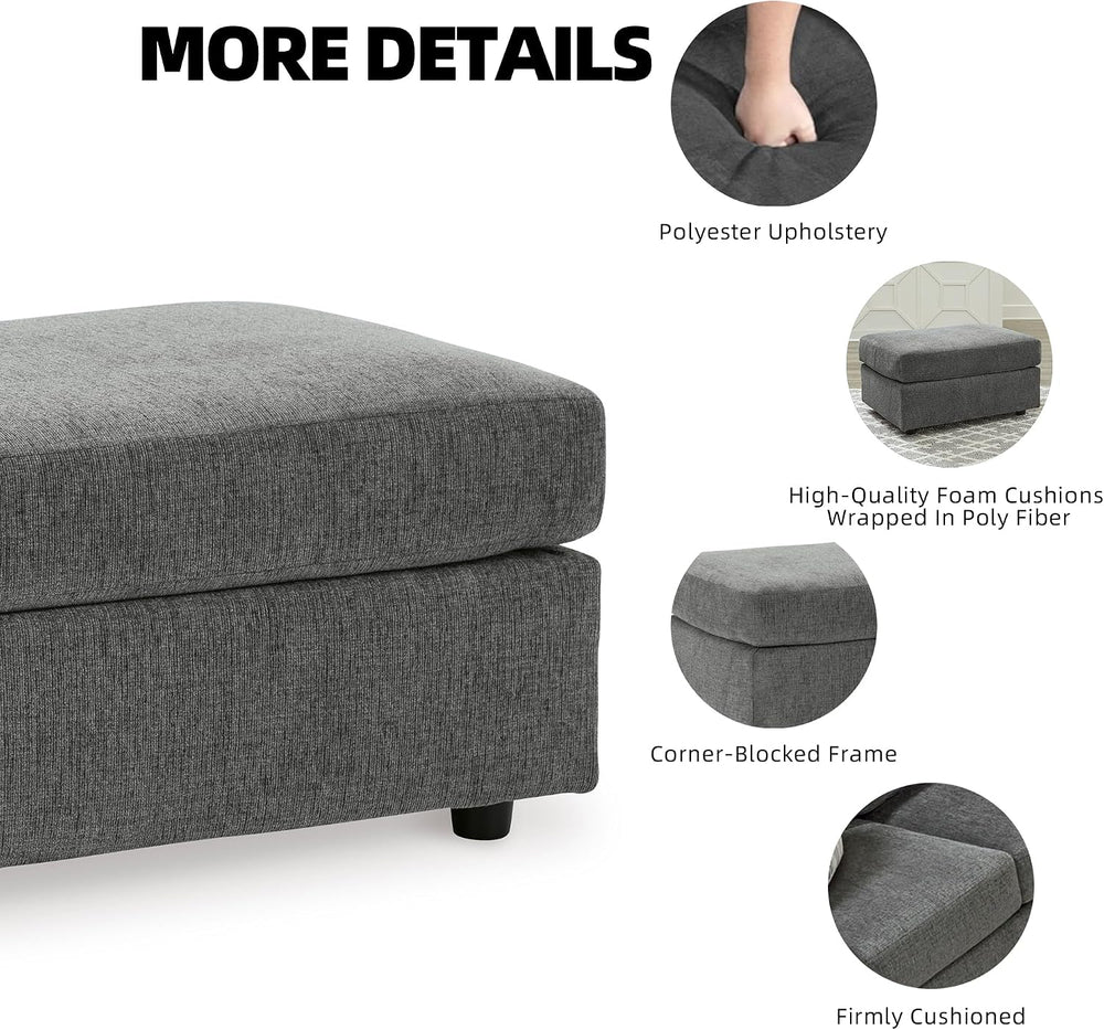 Signature Design by Ashley Stairatt Gray Rectangular Upholstered Ottoman