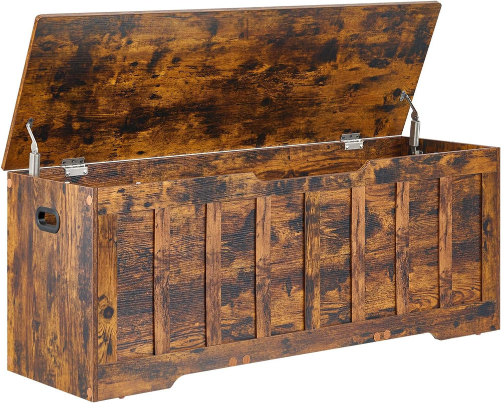VANKILEY 47.2" Storage Chest Extra Large, Wooden Storage Bench,Rustic Brown