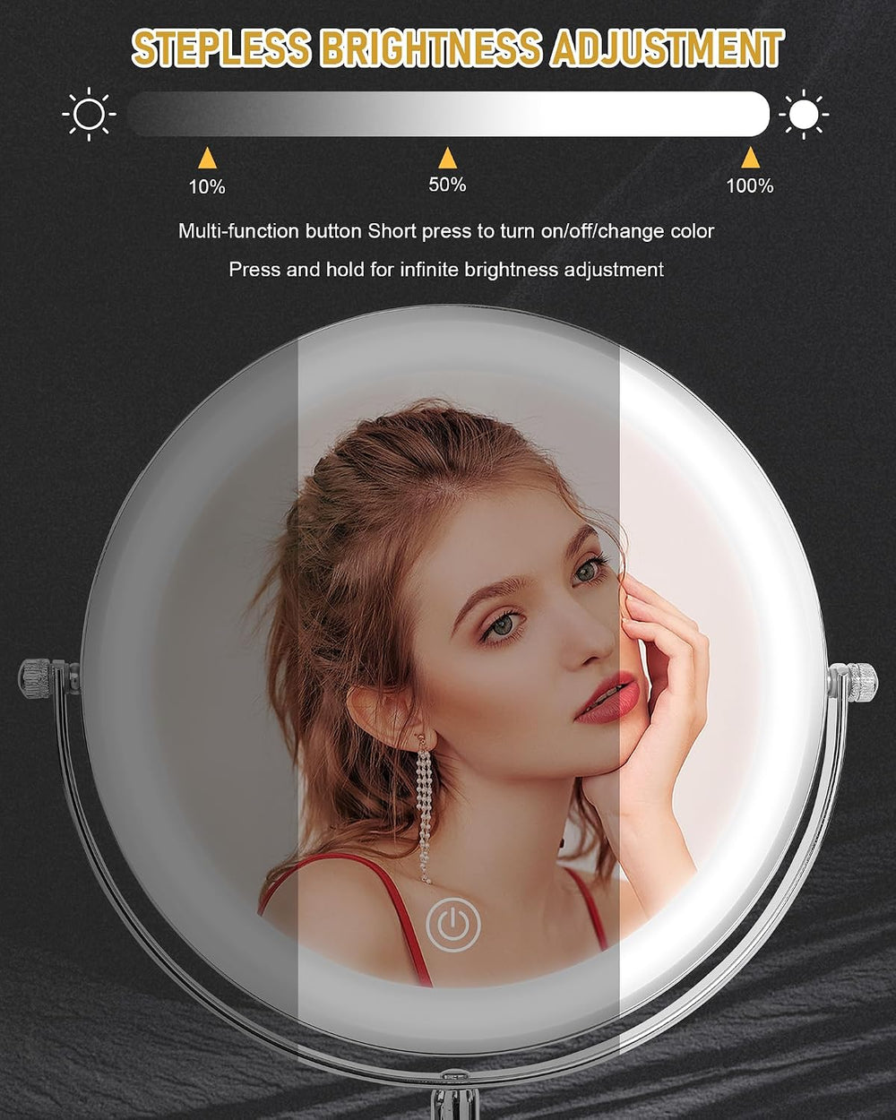 Lighted Makeup Mirror,1X/10X Double Sided Magnifying Mirror,3Color Lights