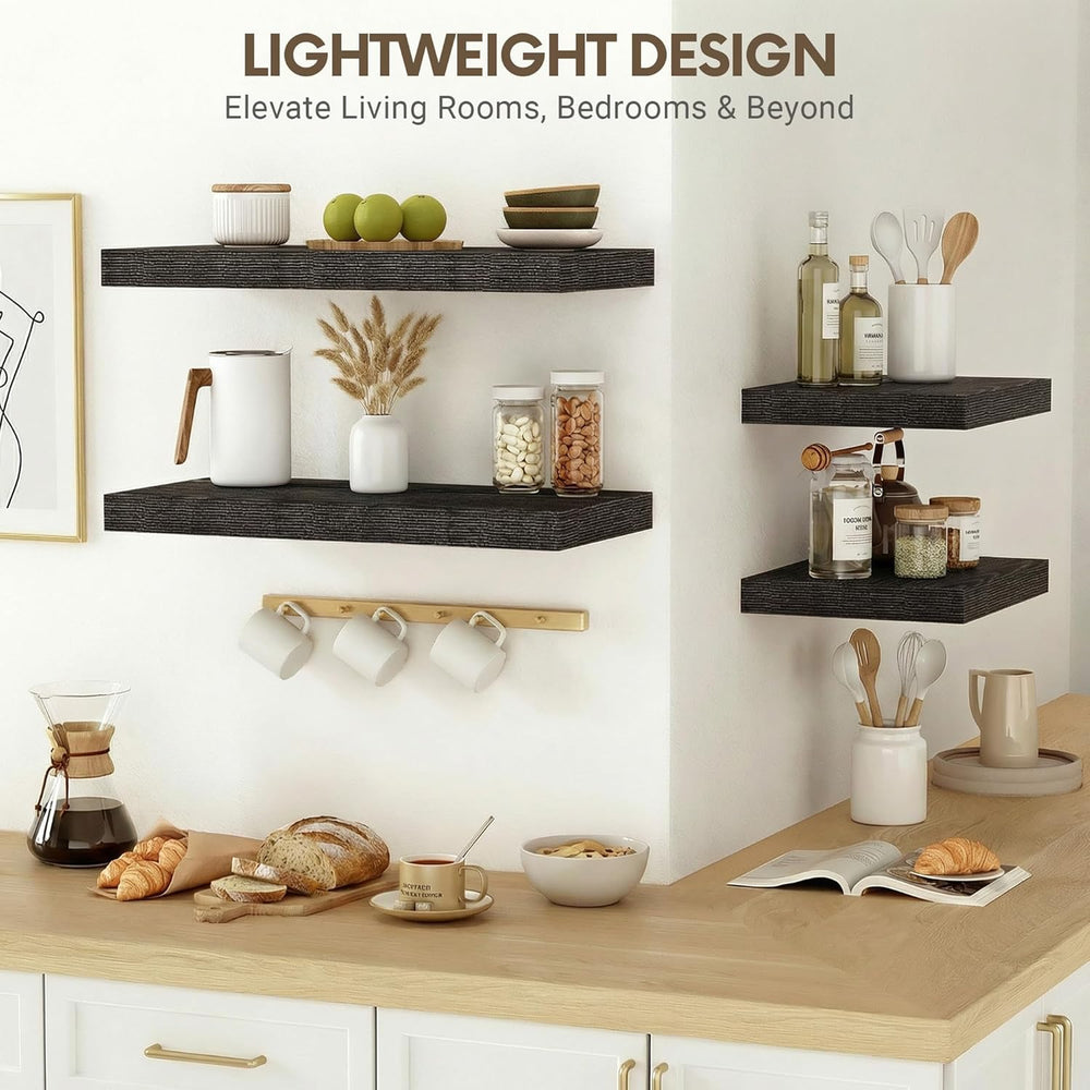 Vivelove 10" Deep Floating Shelves, 24”Wide Set of 2, Black