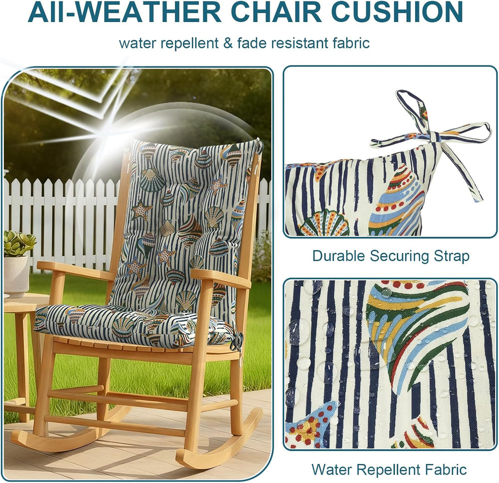 DYTXIII Set of 2 Rocking Chair Cushions for Outdoor/Indoor Use, Water Repelle...
