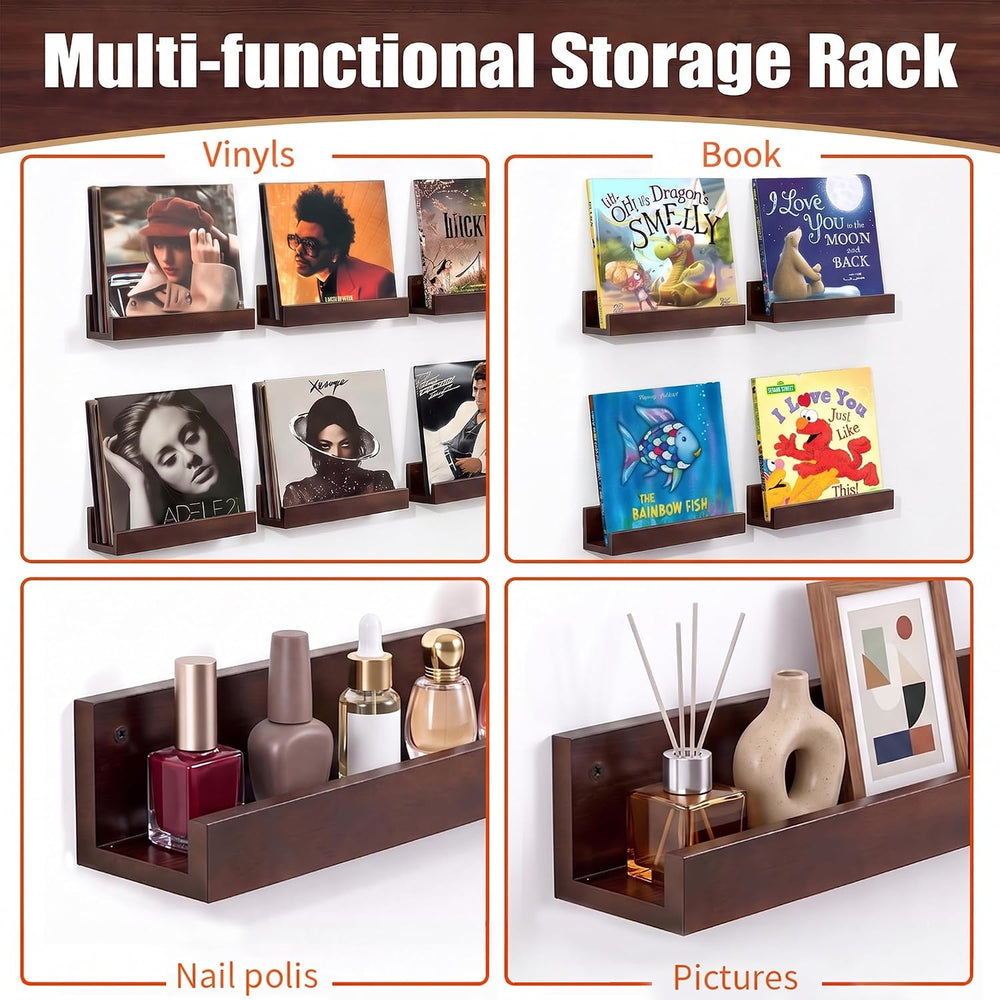 Vinyl Record Holder Wall Mount, Large Record Shelf for Storage & Display