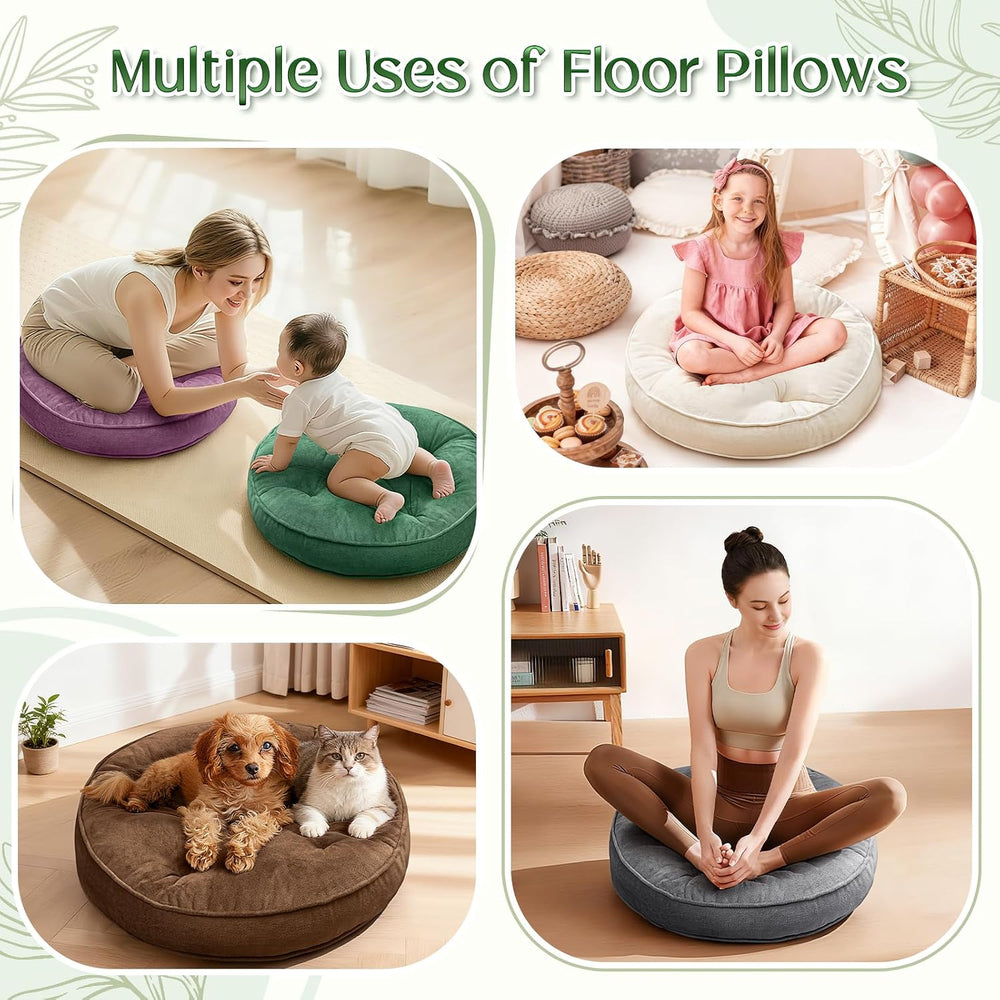 1 MIDDLE ONE Floor Pillow Set of 2, Memory Foam Meditation Cushion, Floor Cus...