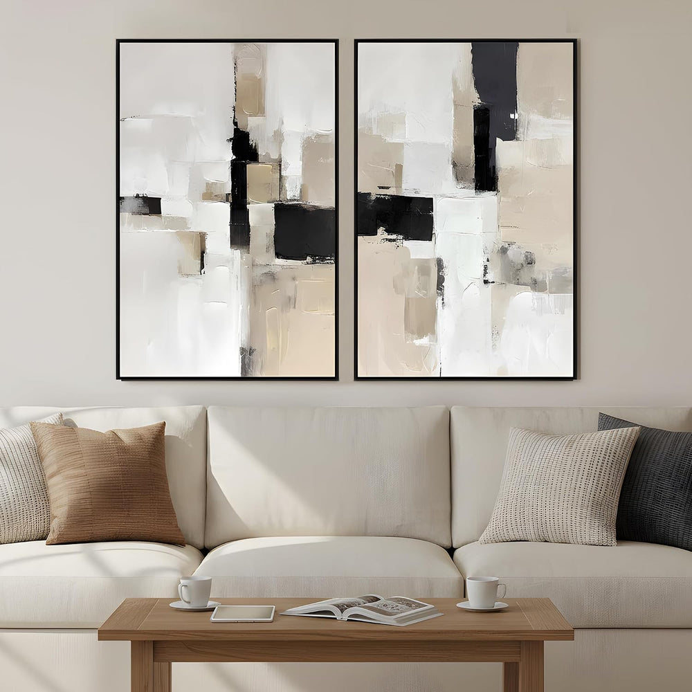 Zessonic Neutral Abstract Wall Art, Modern Textured Wall Decor, 24"x36&q...