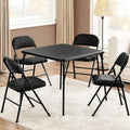VECELO 34'' Folding Card Table Square with Soft Padded Tabletop, Portable for Dining Room, Parties, Games, Puzzles, Black