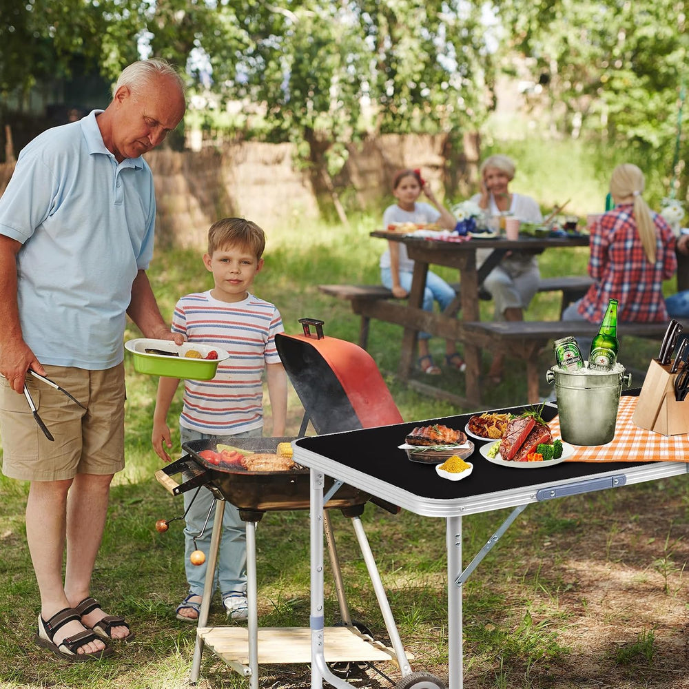 6.0 Ft Folding Portable Camping Table Black