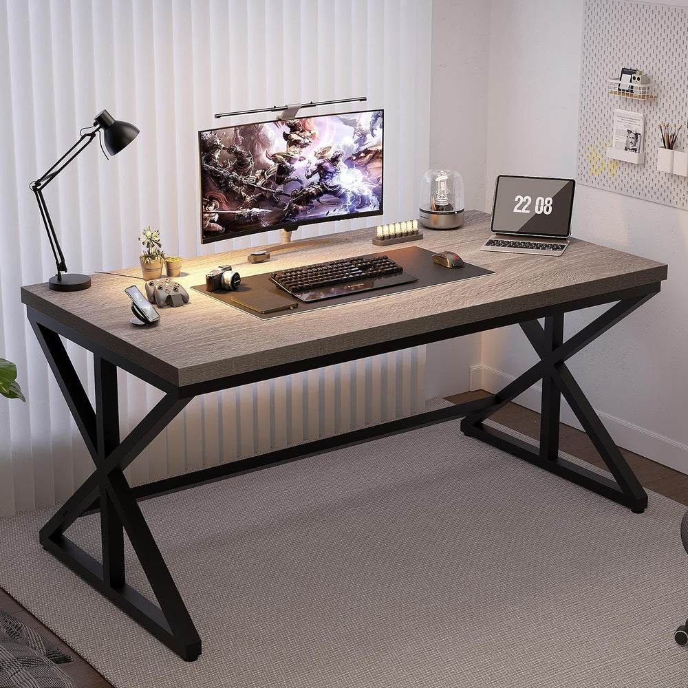 IBF Computer Desk, Industrial PC Laptop Office Desk Ligh Grey 47 Inch
