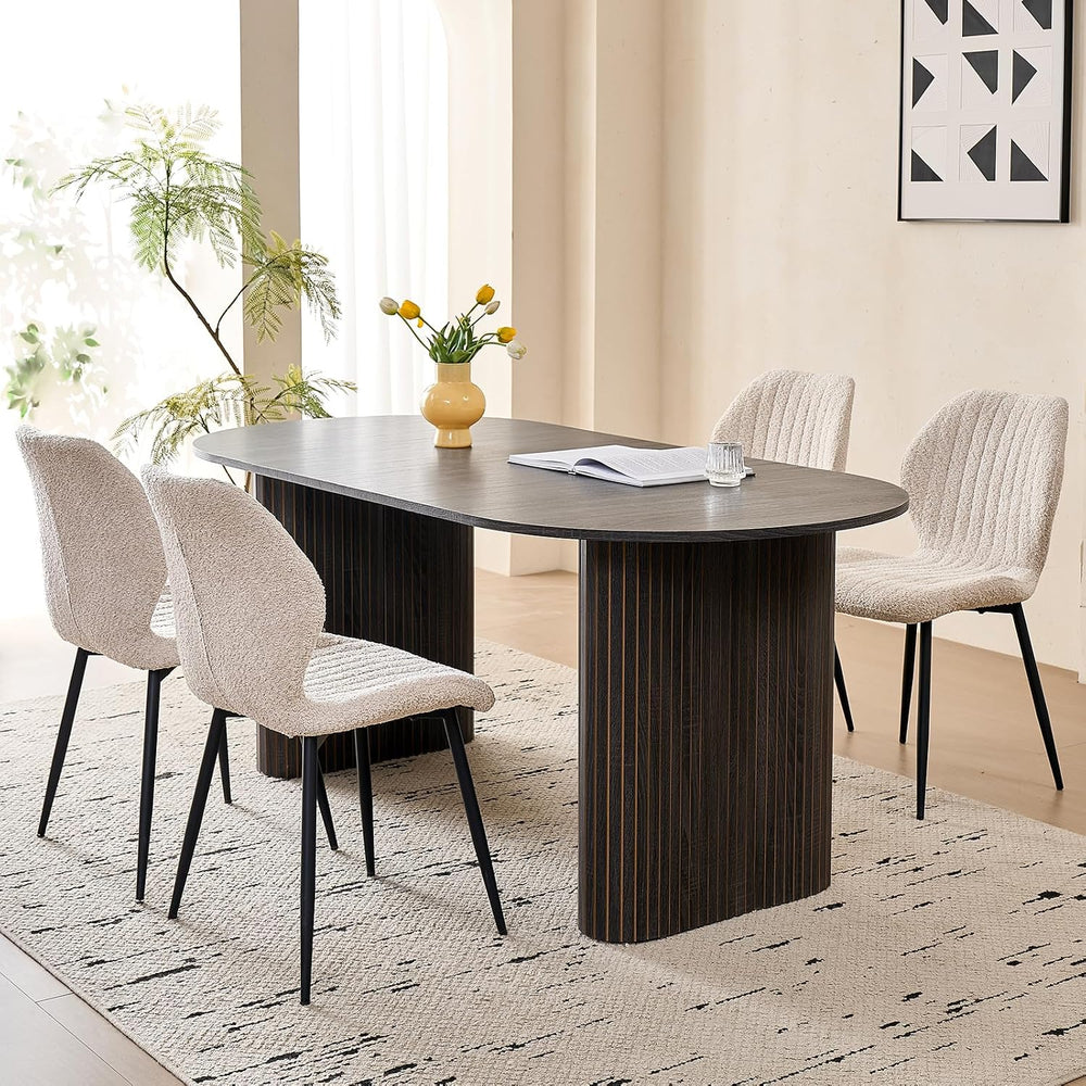 70.8" Oval Dining Table for 4 6 Person, Black