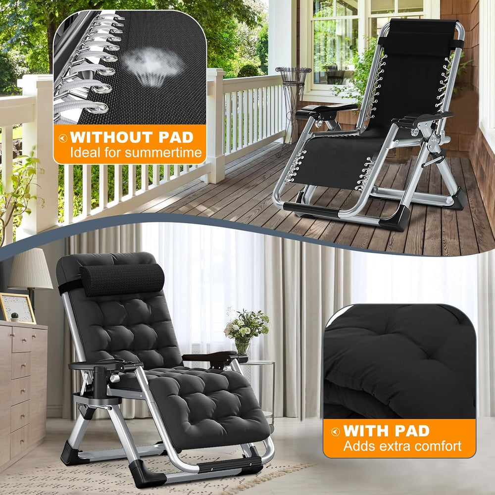 LILYPELLE Comfy Folding Chair, Folding Lounge Chair with Cushion