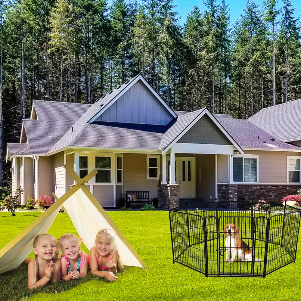 ADAVIN Garden Fencing 36 Inch High, Low Threshold Door, 4 Panels 8.9Ft