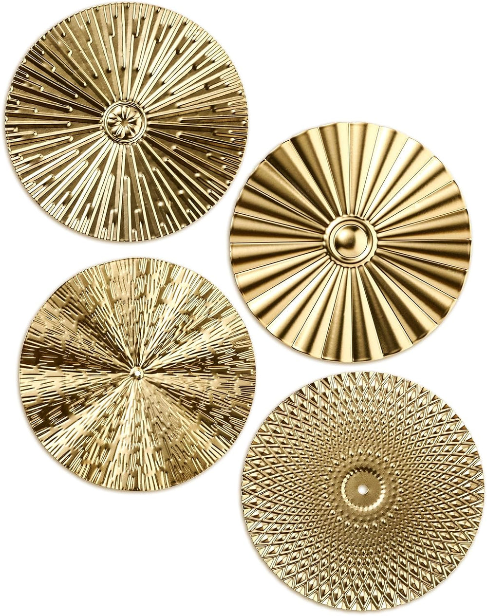 Hicarer 4 Pcs 12 Inch Gold Metal Wall Art Decor Modern Sunburst Decor