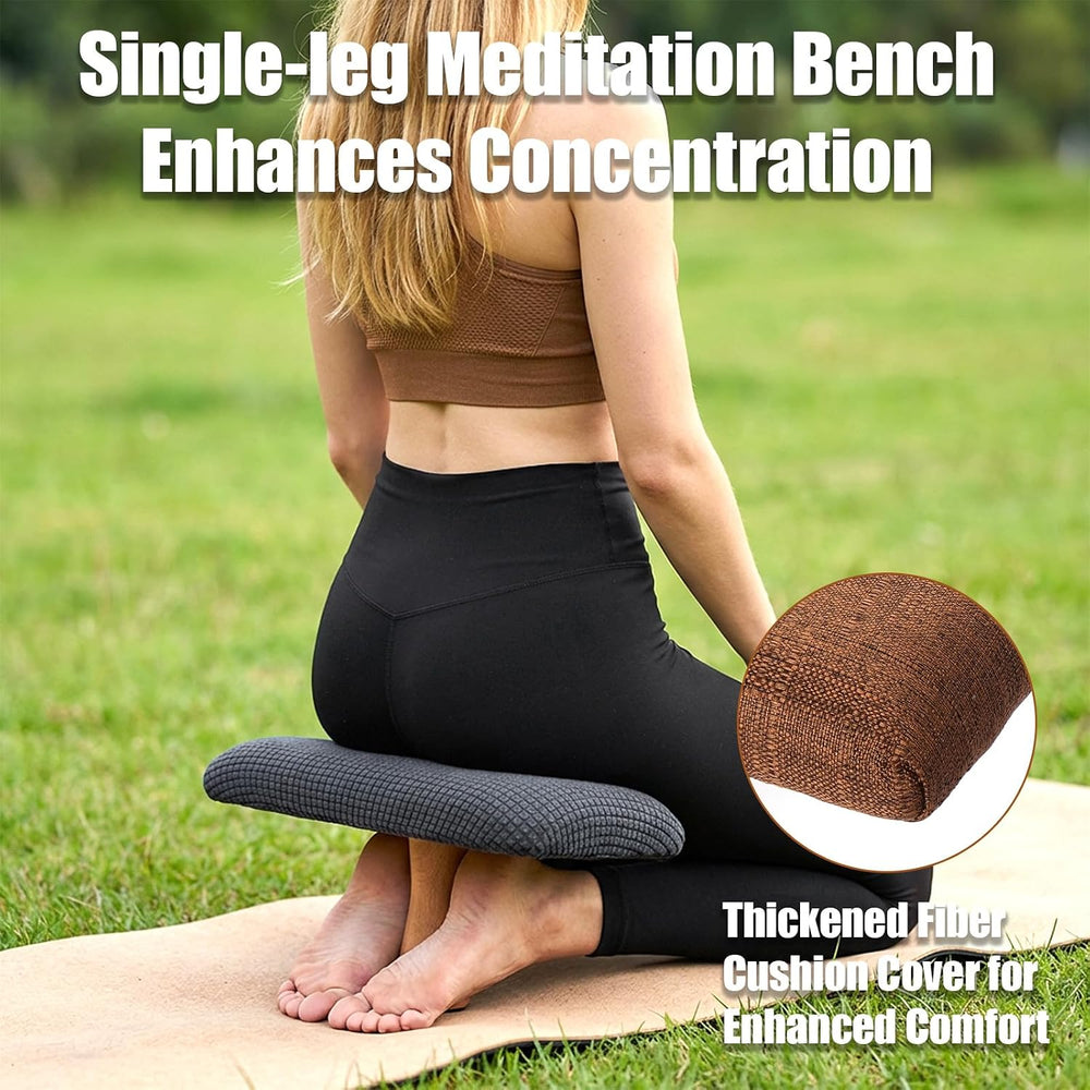 Meditation Bench Kneeling Stool Foldable Wooden Prayer Seat (Blue)