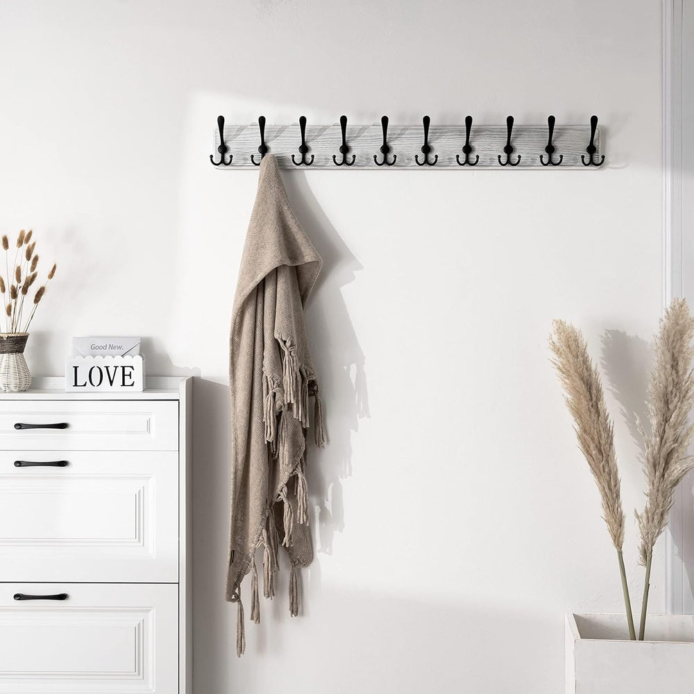 SKOLOO Coat Rack Wall Mounted - 38.3'' Long, Wooden, Heavy Duty, Rust...