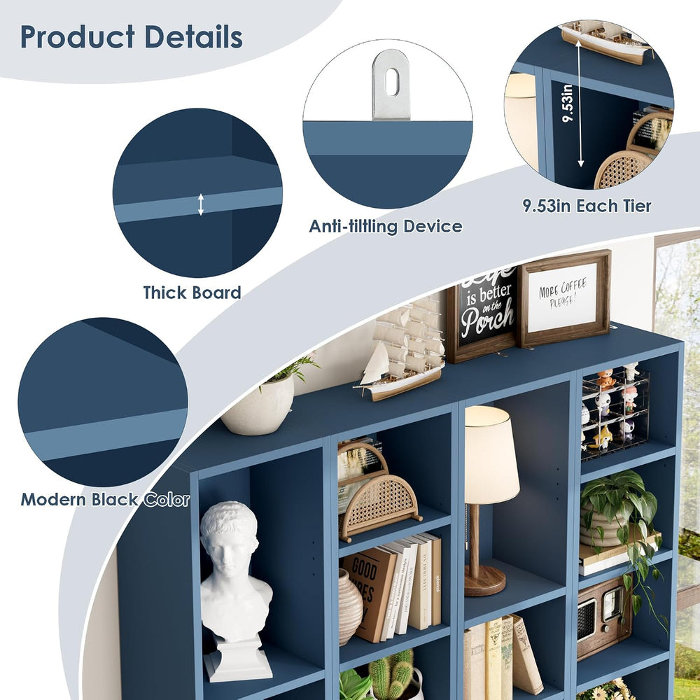 FOTOSOK Bookshelf Bookcase 8-Tier Narrow Bookshelf Tall CD Media Tower Rack