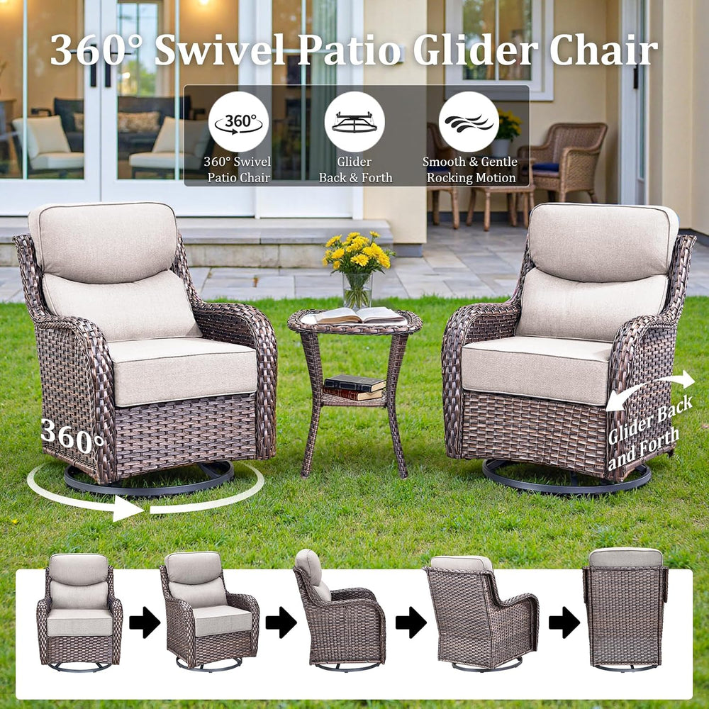 Luxury Outdoor Swivel Rocker Patio Chairs Set of 2 with 6-Inch Thick Cushions...