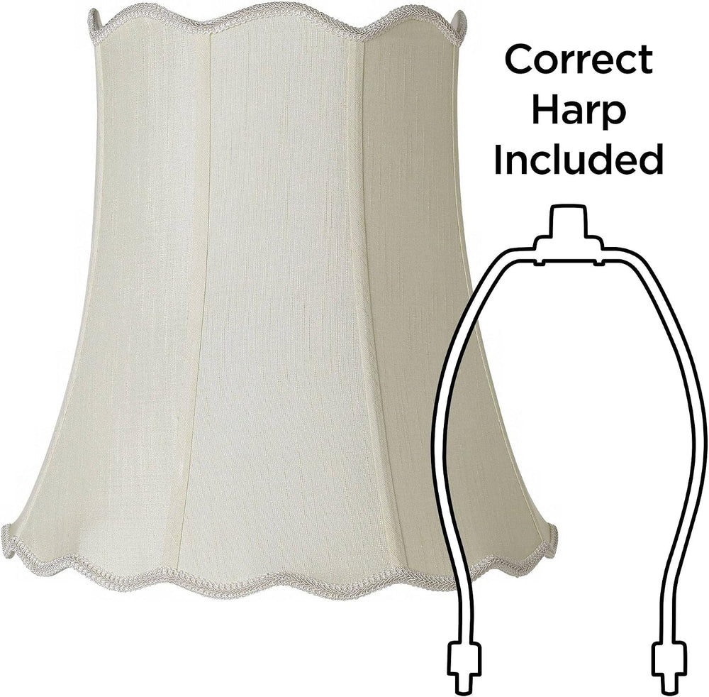 Creme Extra Large Scallop Set of 2 Bell Lamp Shades 12x18x18 (Spider)