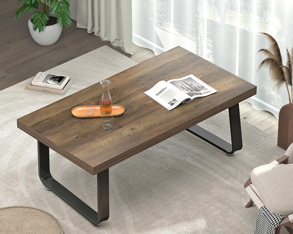 HSH 47" Wood Rectangle Coffee Table for Living Room, Rustic Oak