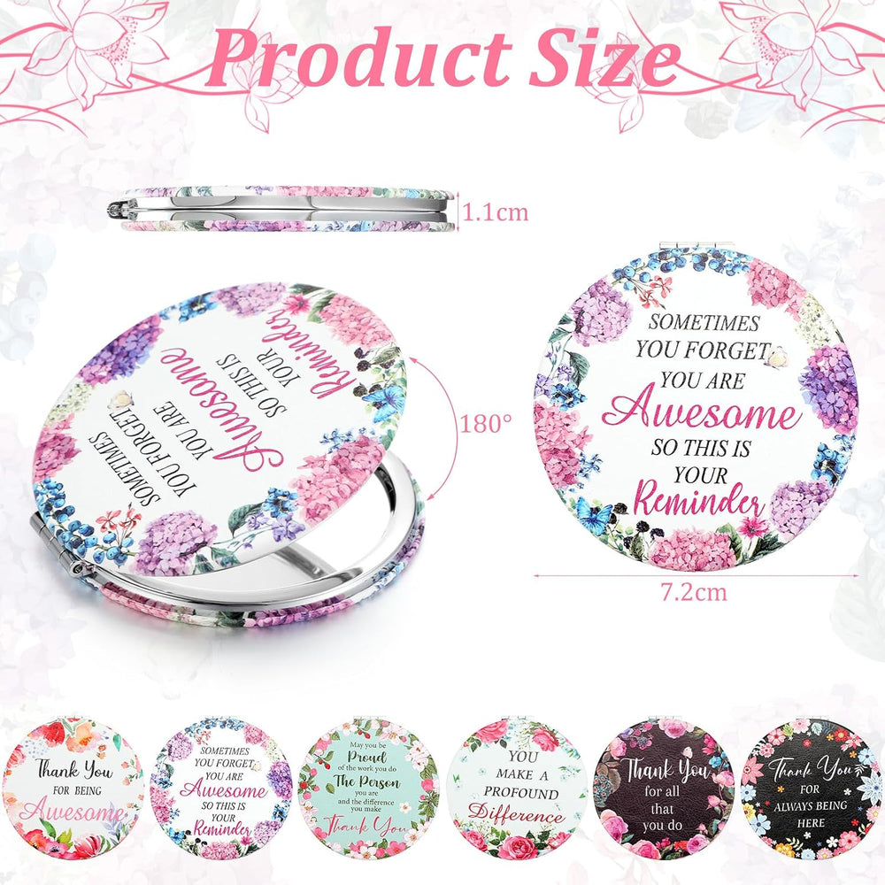 Pinkunn 24 Pcs Thank You Teacher Gifts Inspirational Compact Mirror Appreciat...