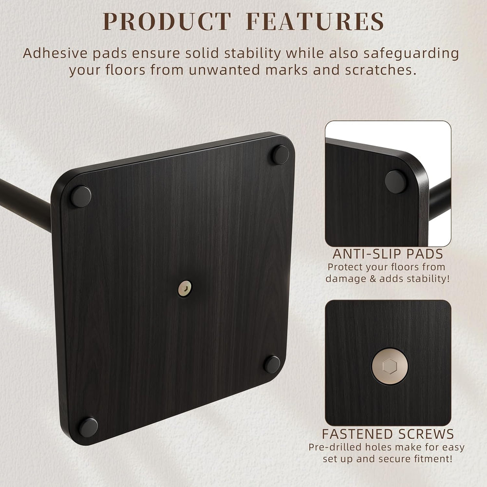 Nianerfaya Solid Wood Coat Rack, Free Standing Hall Coat Tree, Black