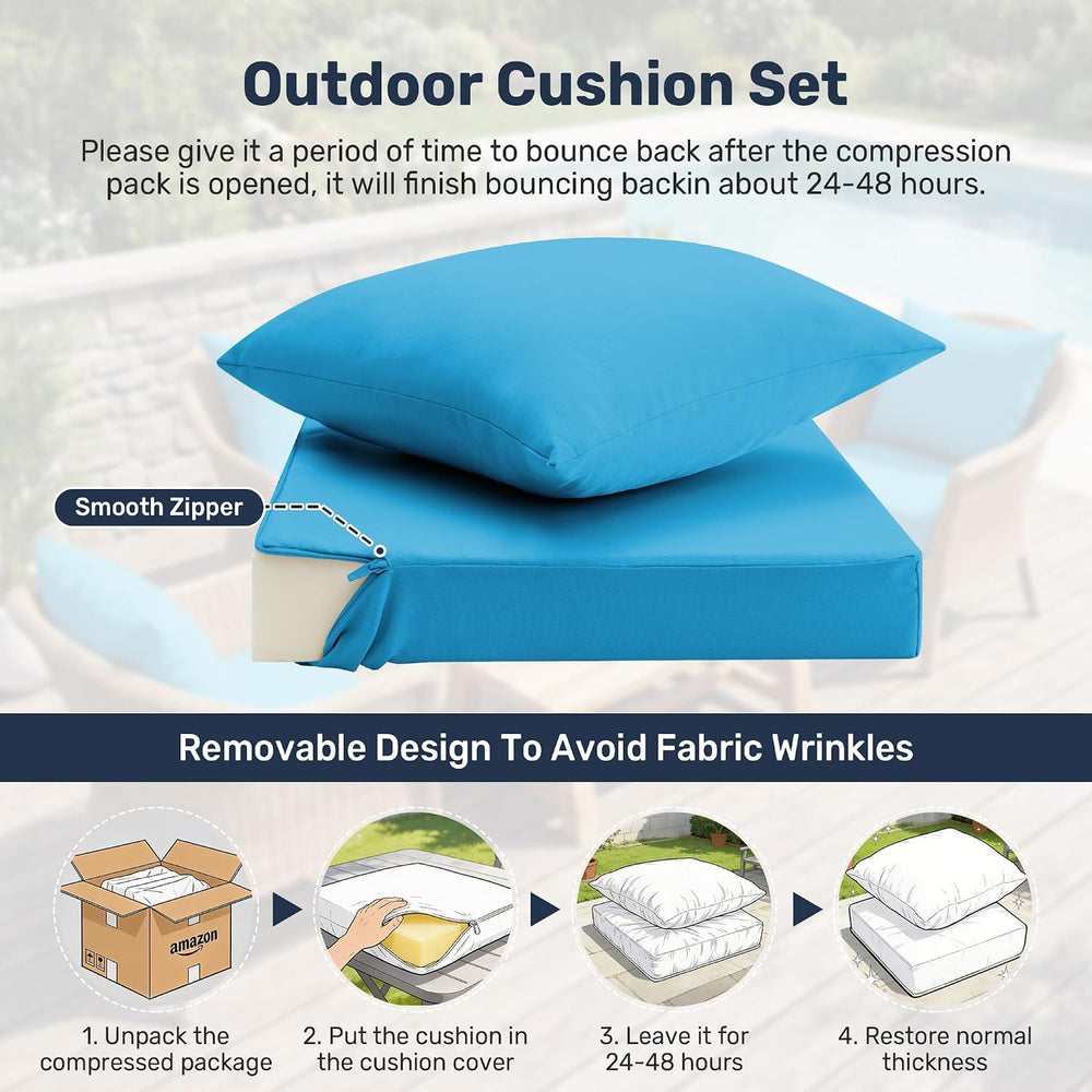 UNIKOME Outdoor Seat Cushions 19 X 19 Inch - Water-Resistant & Fade Resis...