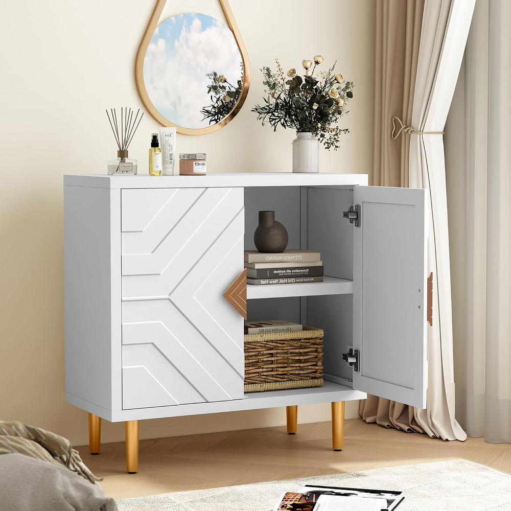 HLR 31.7'' Modern Sideboard Storage Cabinet with 2 Doors, White