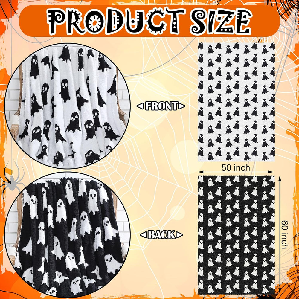 FuWeave 2 Pcs Halloween Ghost Throw Blanket and Pillow Set, 50 x 60 in
