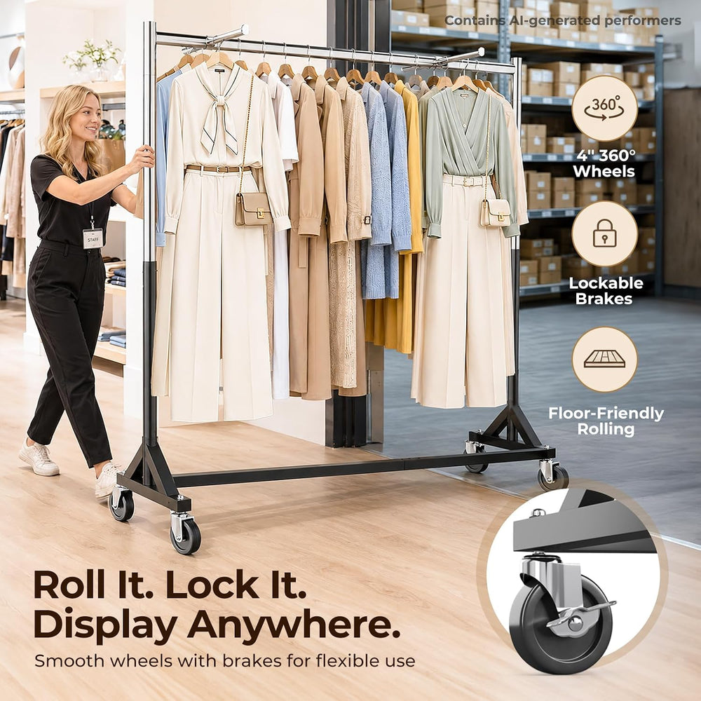 HOKEEPER Z Rack for Clothes Heavy Duty Hold 500 LBS with Display Arms