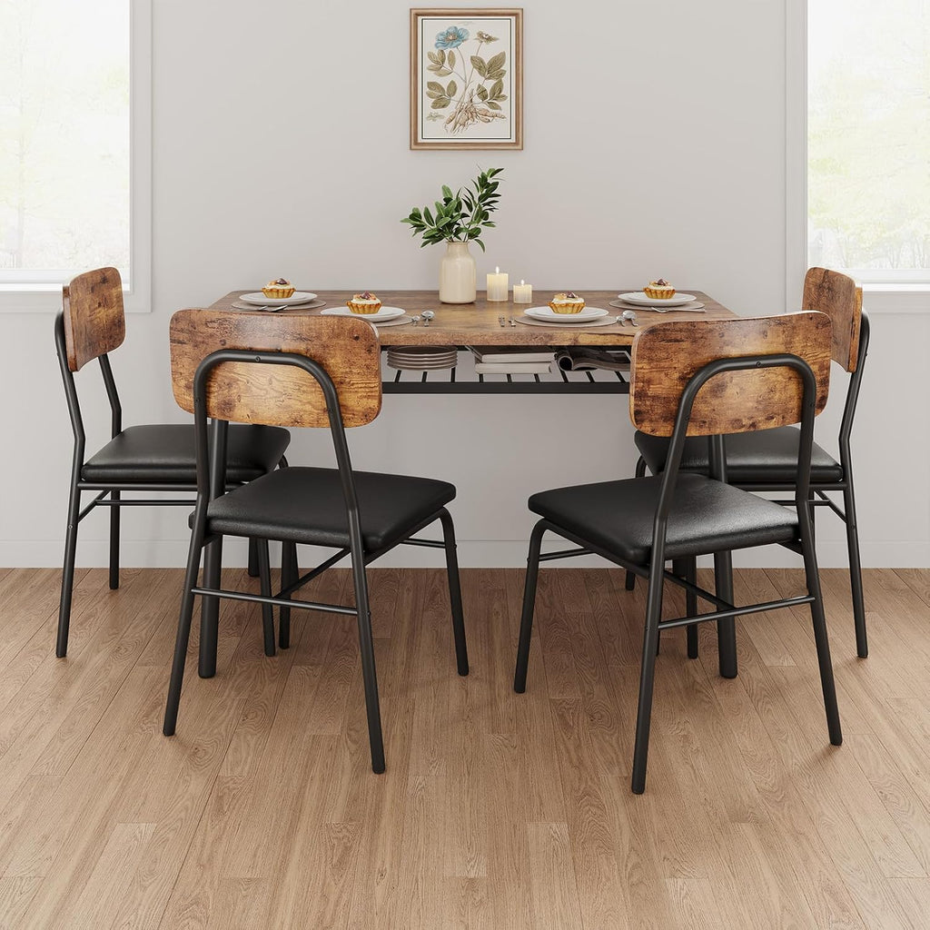 garveehome dining table set for 4 with storage, close-up detail