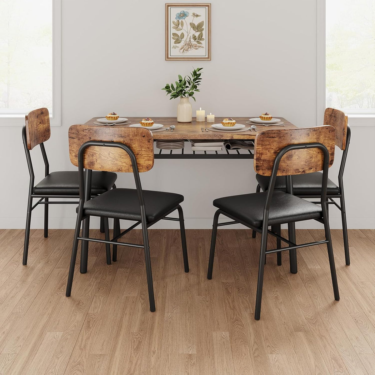 garveehome dining table set for 4 with storage, close-up detail