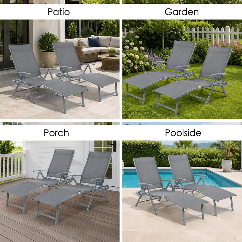Kozyard 2 Pieces Aluminum Outdoor Chaise Lounge Chairs