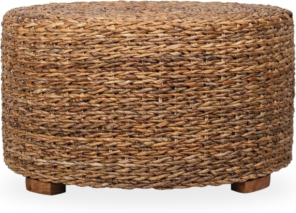 East at Main Round Rattan Coffee Table, Handwoven Wicker Boho Coastal