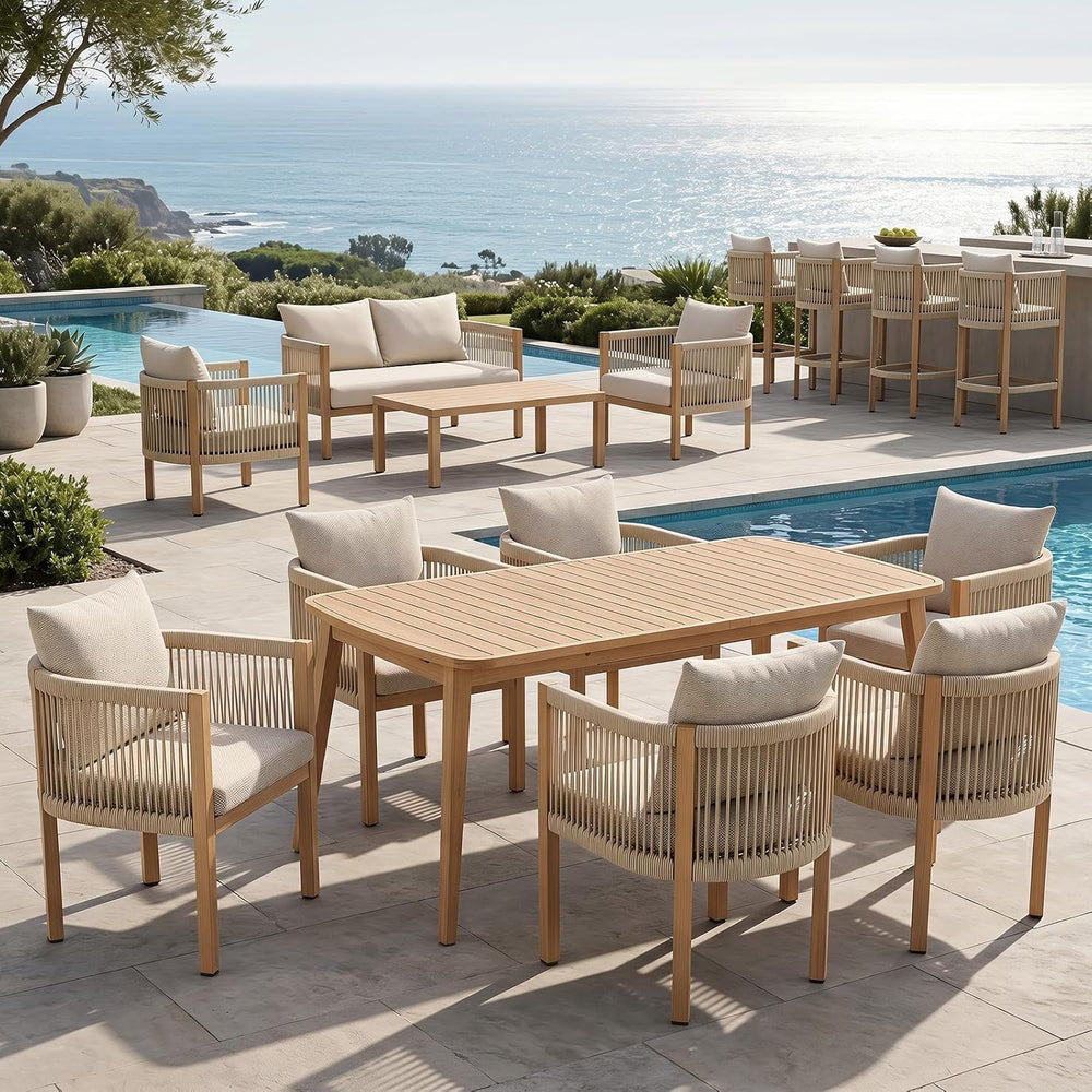 Patio Dining Chairs Set of 6, Rope Rattan Patio Furniture Set, All Weather Ou...