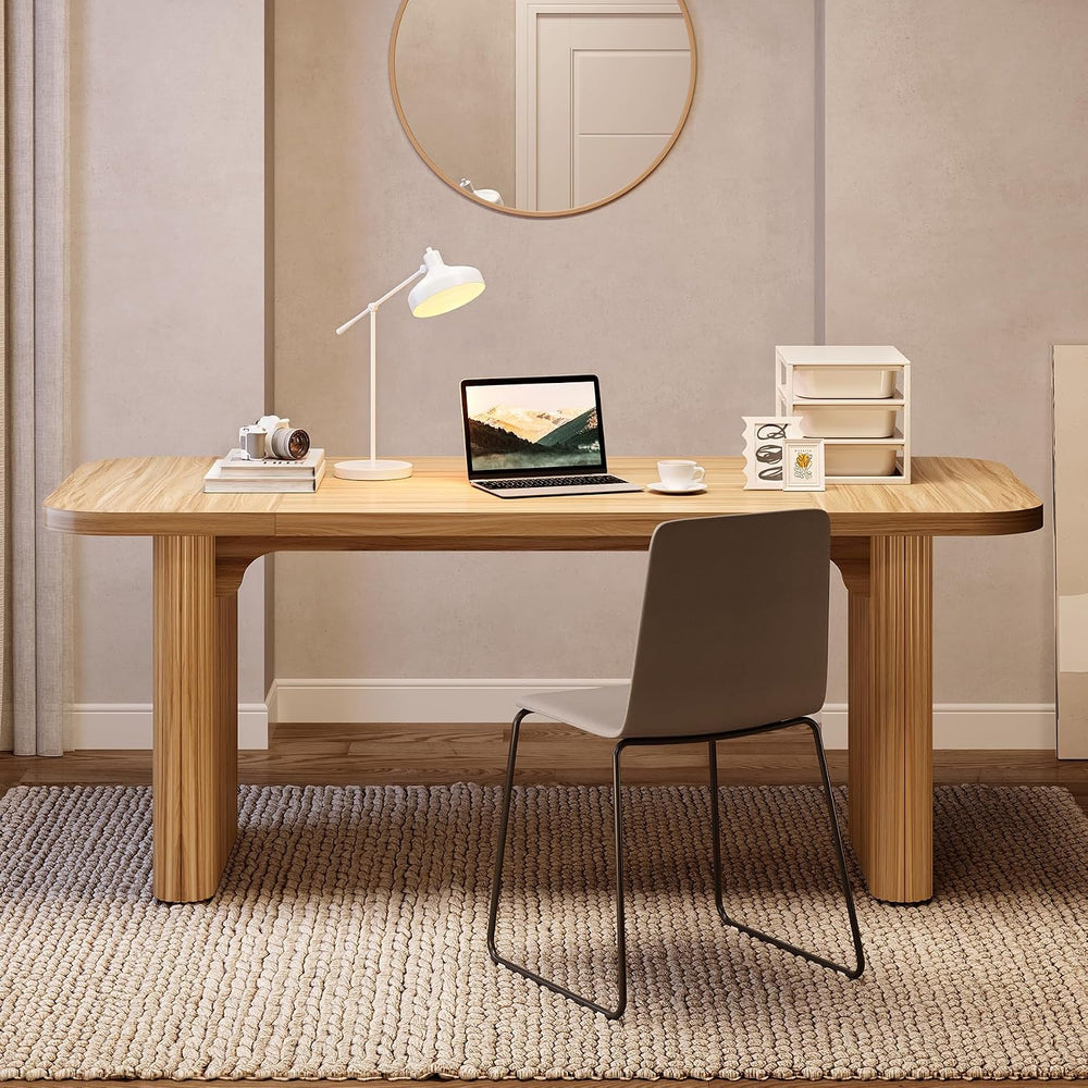 LITTLE TREE 62-Inch Home Office Computer Desk, Large Writing Desk with Textur...