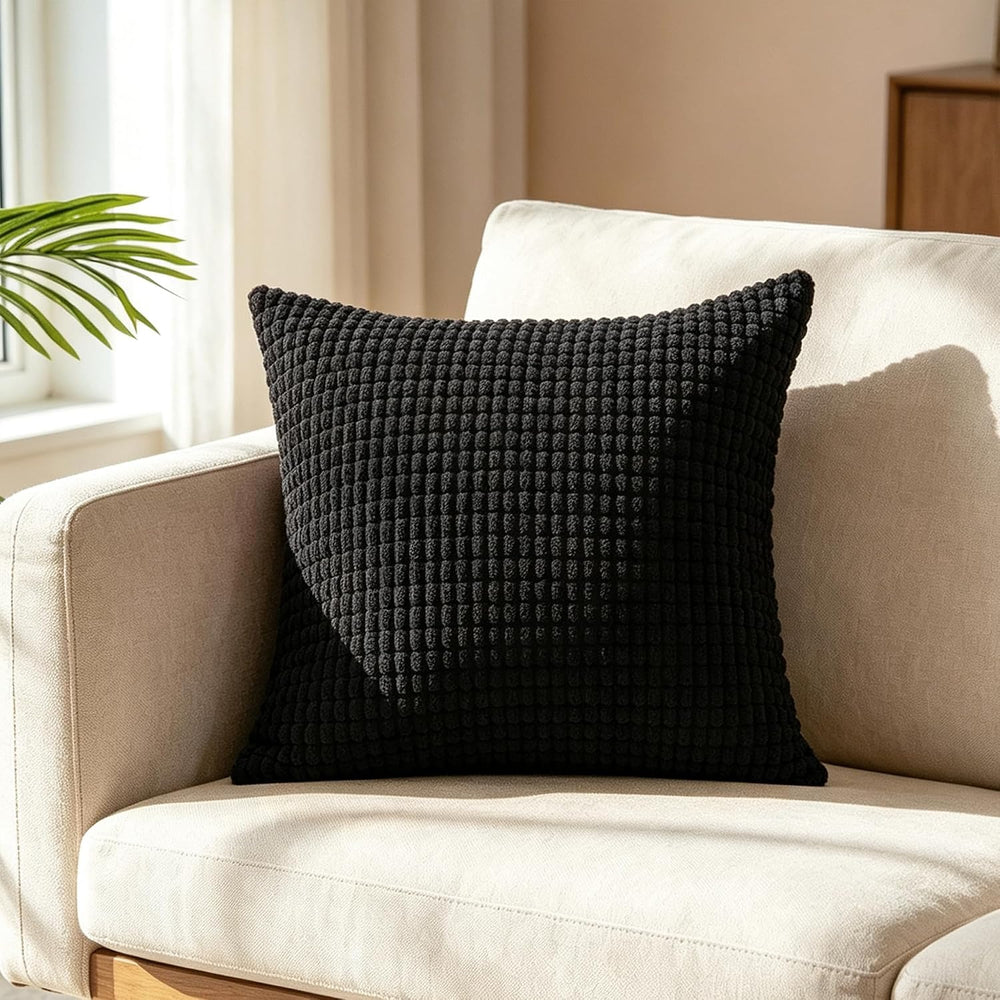 CaliTime Decorative Couch Throw Pillow Covers 26 X 26 Inches Black