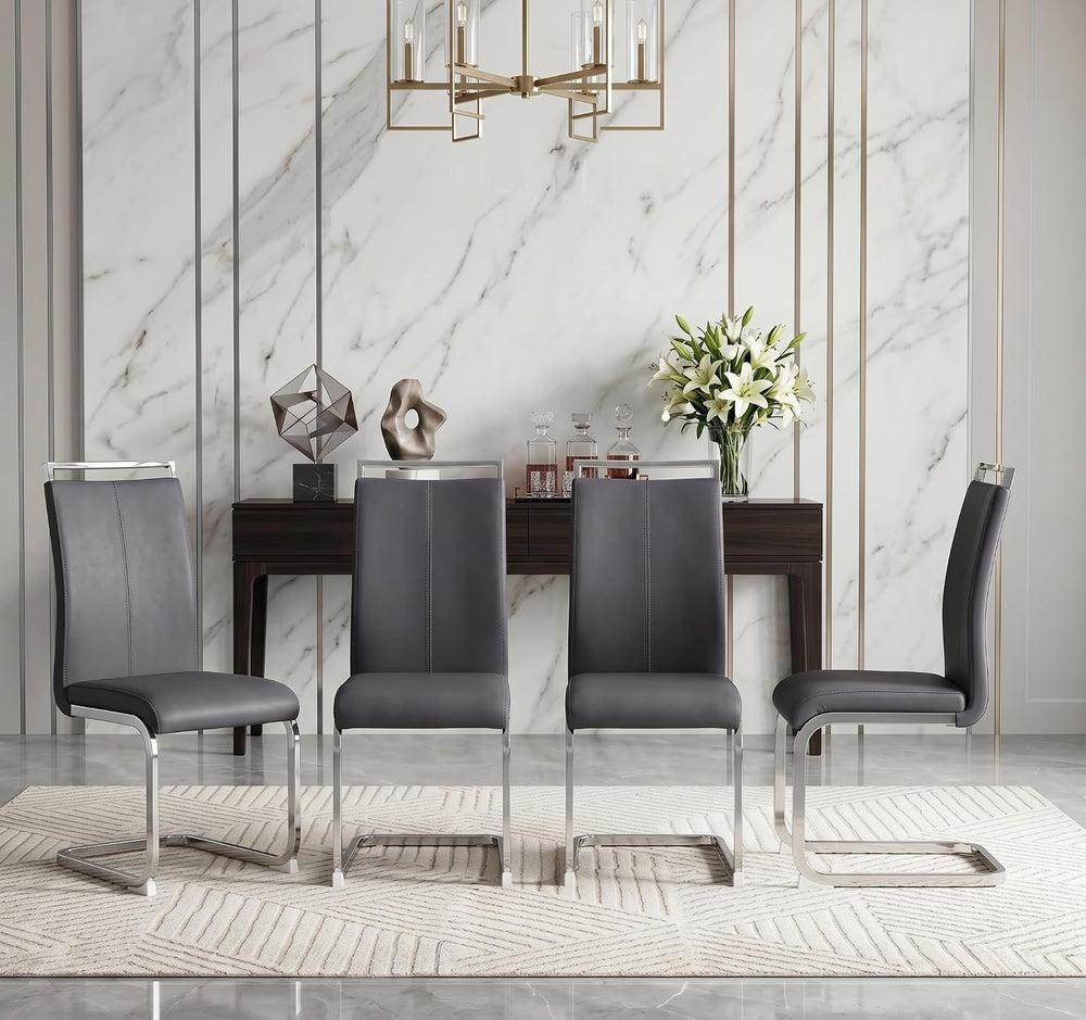gopop Dining Chairs Set, Kitchen Modern Metal Chairs with Faux Leather Padded...