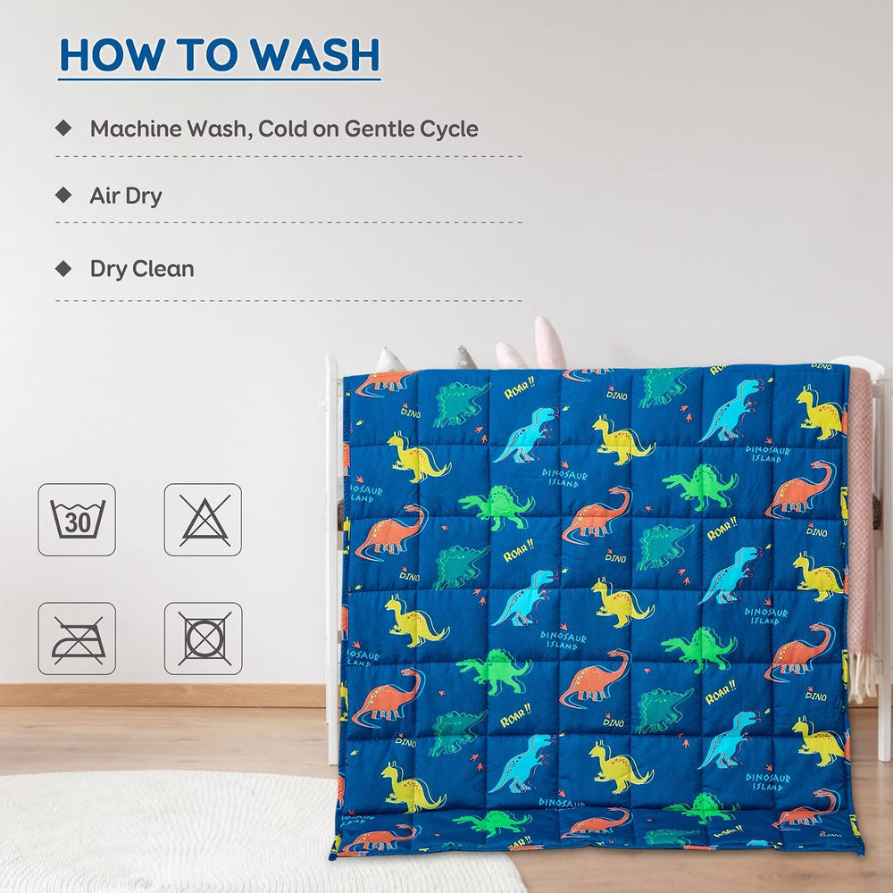 Kivik Weighted Blanket 3lbs, Cooling Blue Dinosaur Heavy Blankets, 36"x4...