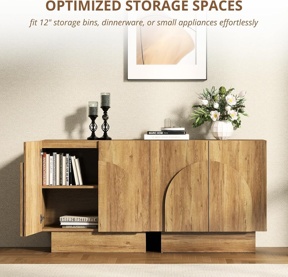 HEAH-YO Natural Sideboard Buffet Cabinet with Storage, Entryway Accent Cabine...