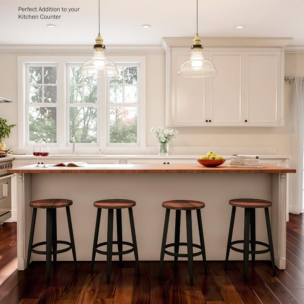 Home Lavish Counter Height Stools-Backless Kitchen or Dining Room Metal Base,...