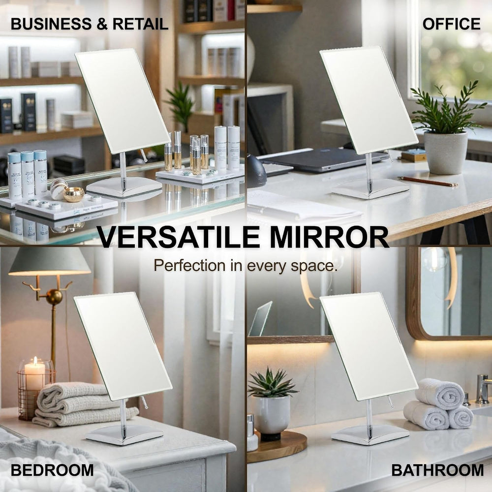 MIRRORVANA Large Table Desk Mirror with Stand, 9.8" x 7" (Chrome)