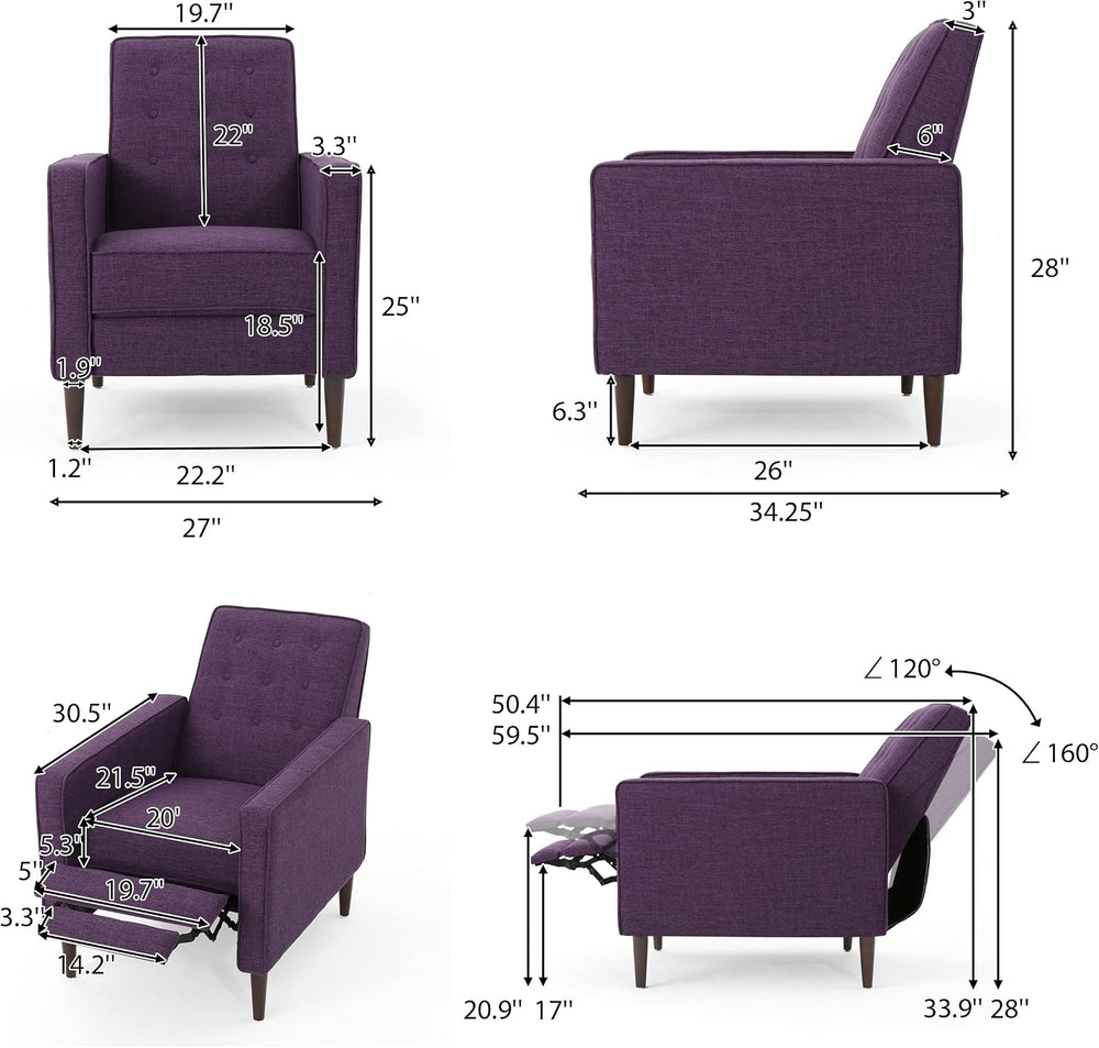 Christopher Knight Home Mervynn Mid-Century Modern Microfiber Recliner, Slate...